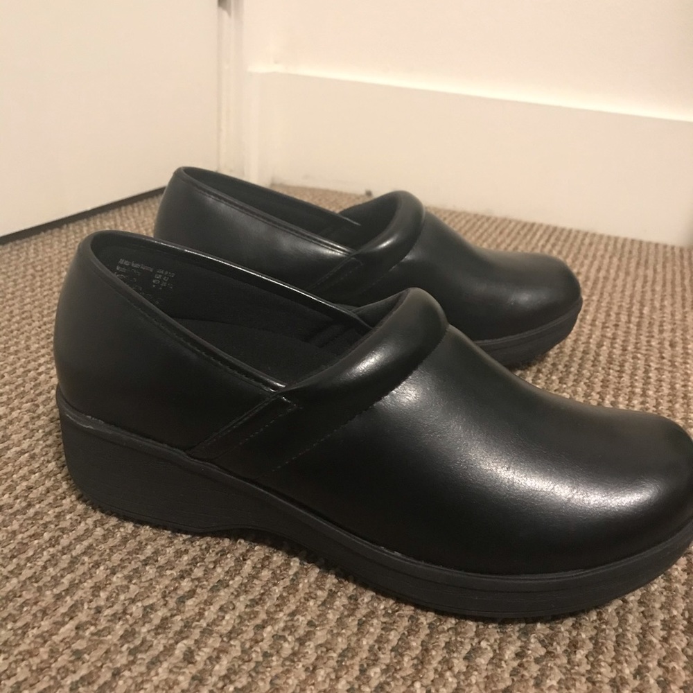 Safe comfort black slip on shoes (no slip shoes)
